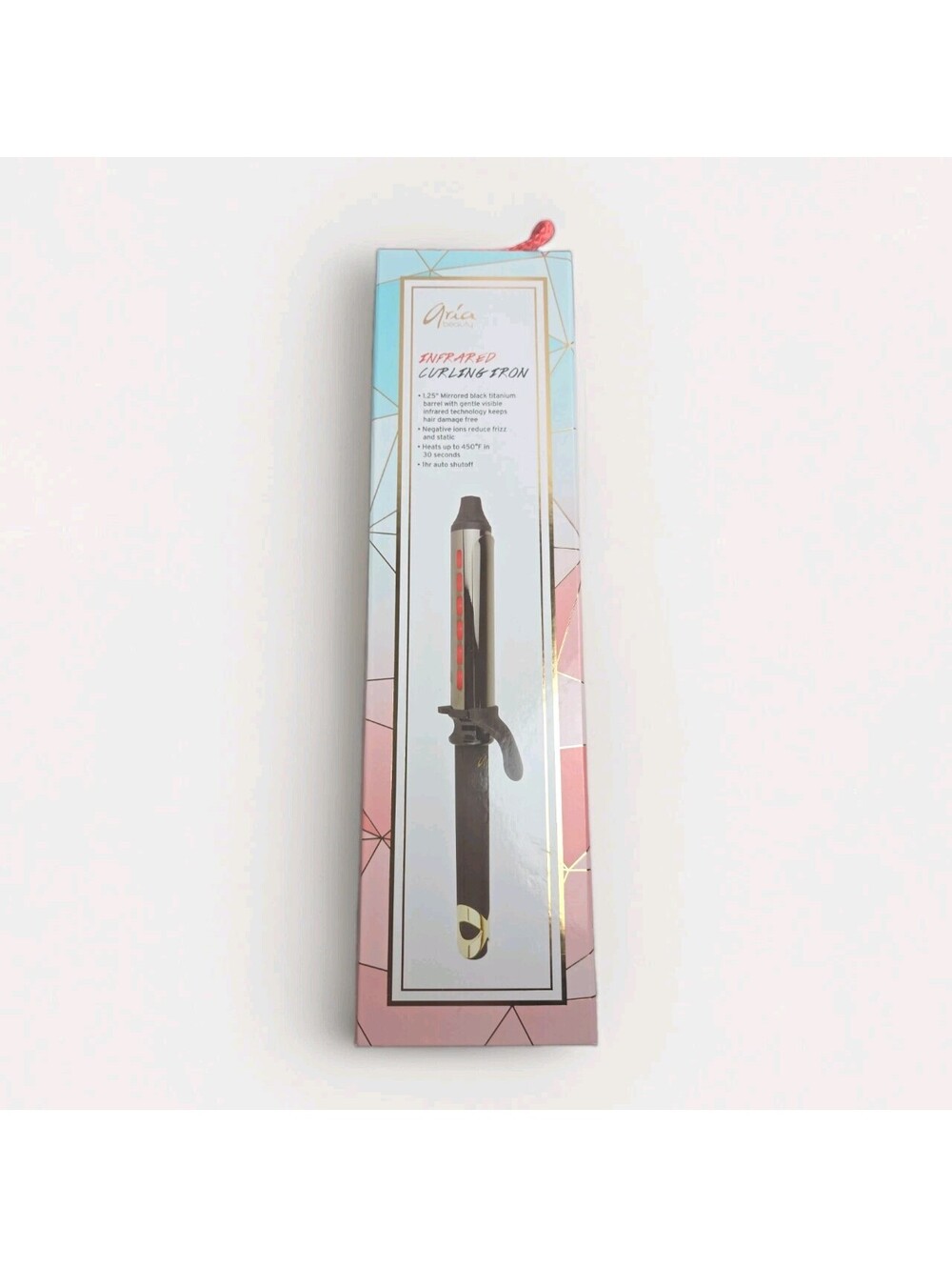 Aria Beauty Infrared Curling Iron,  1.25-inch Mirrored Black Titanium Barrel